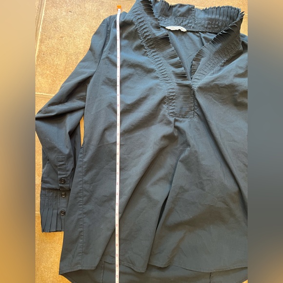 Soft Surroundings Long Sleeve Tunic Blouse Ruffle Collar Black Women’s Large - Picture 6 of 6